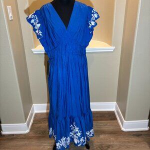 🩵NWT Tuckernuck Cerulean Sutton Maxi Dress A-line Silhouette Flutter Sleeves